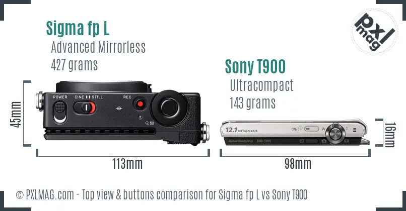 Sigma fp L vs Sony T900 top view buttons comparison