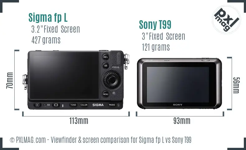 Sigma fp L vs Sony T99 Screen and Viewfinder comparison