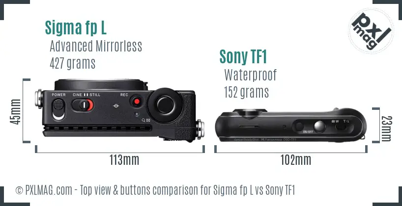 Sigma fp L vs Sony TF1 top view buttons comparison