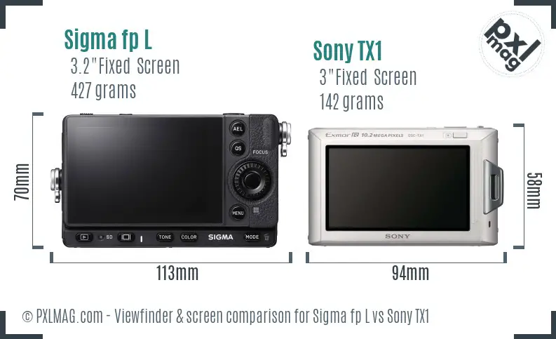 Sigma fp L vs Sony TX1 Screen and Viewfinder comparison