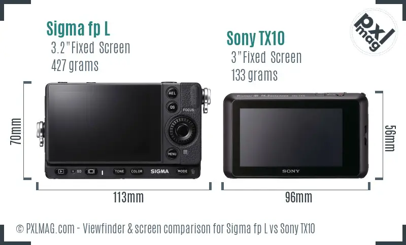 Sigma fp L vs Sony TX10 Screen and Viewfinder comparison