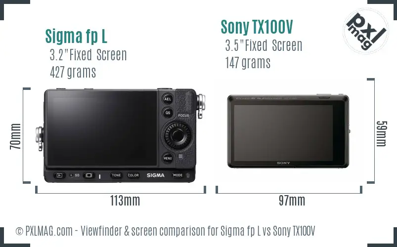 Sigma fp L vs Sony TX100V Screen and Viewfinder comparison