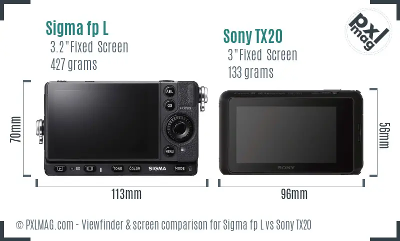 Sigma fp L vs Sony TX20 Screen and Viewfinder comparison