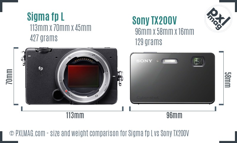 Sigma fp L vs Sony TX200V size comparison