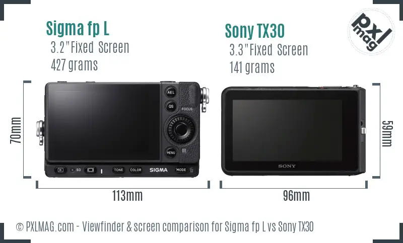 Sigma fp L vs Sony TX30 Screen and Viewfinder comparison