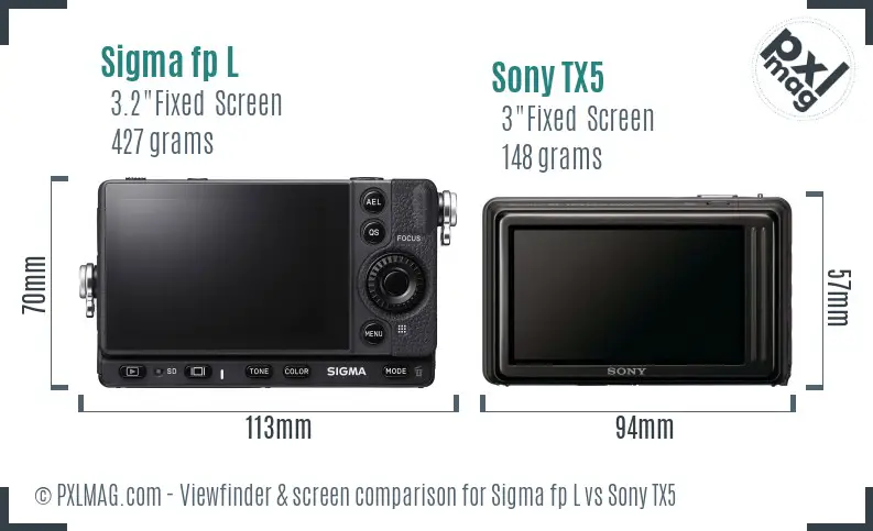 Sigma fp L vs Sony TX5 Screen and Viewfinder comparison