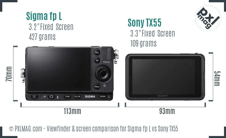 Sigma fp L vs Sony TX55 Screen and Viewfinder comparison