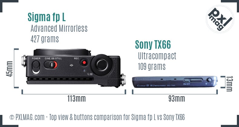 Sigma fp L vs Sony TX66 top view buttons comparison