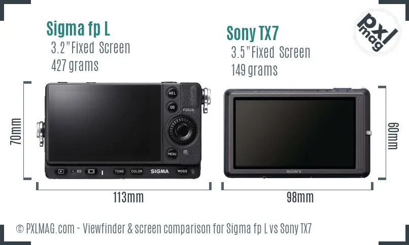 Sigma fp L vs Sony TX7 Screen and Viewfinder comparison