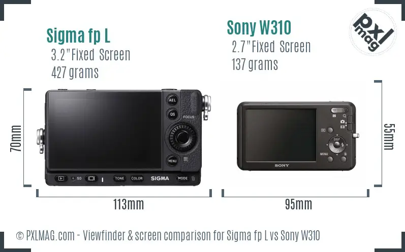 Sigma fp L vs Sony W310 Screen and Viewfinder comparison