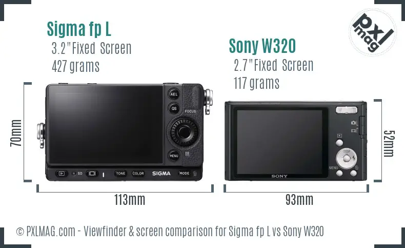 Sigma fp L vs Sony W320 Screen and Viewfinder comparison