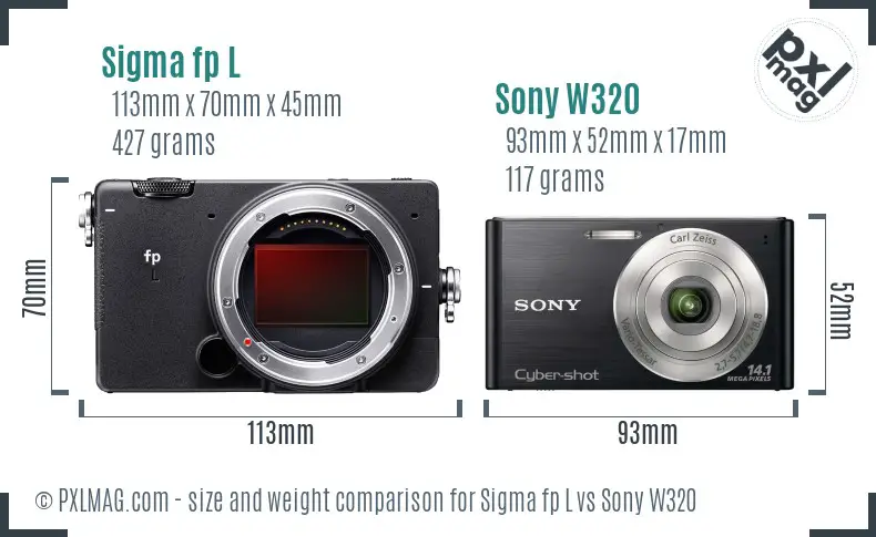 Sigma fp L vs Sony W320 size comparison