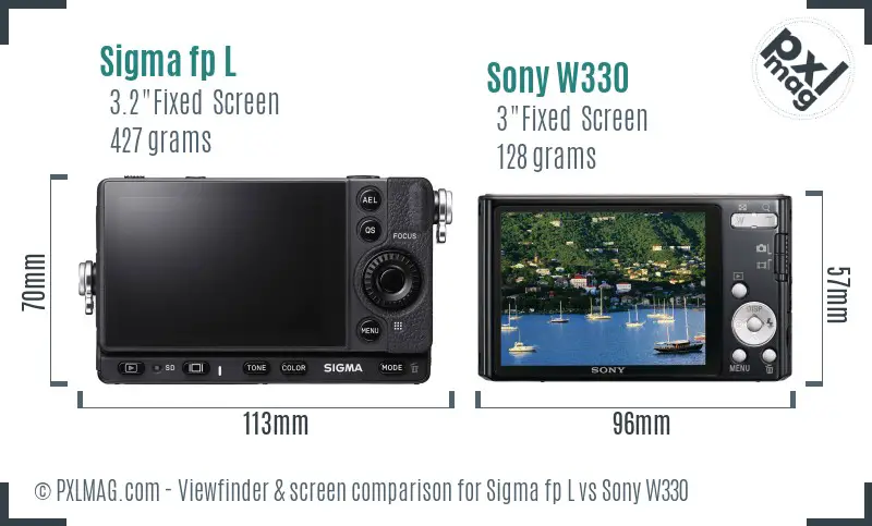 Sigma fp L vs Sony W330 Screen and Viewfinder comparison