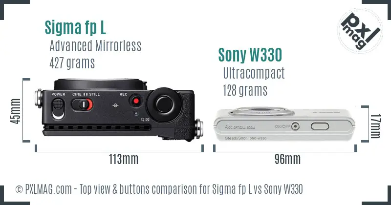 Sigma fp L vs Sony W330 top view buttons comparison