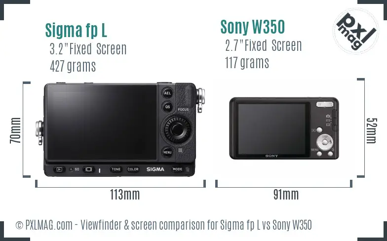 Sigma fp L vs Sony W350 Screen and Viewfinder comparison