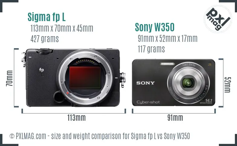 Sigma fp L vs Sony W350 size comparison