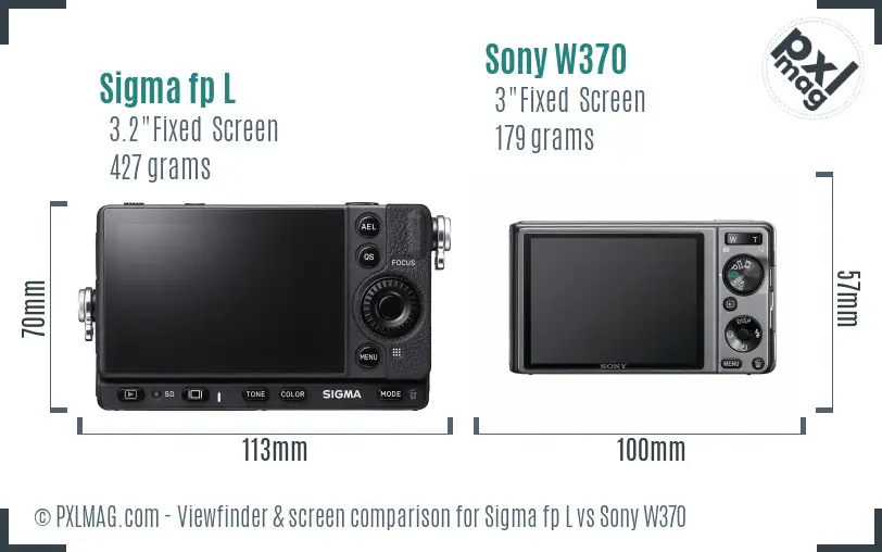 Sigma fp L vs Sony W370 Screen and Viewfinder comparison