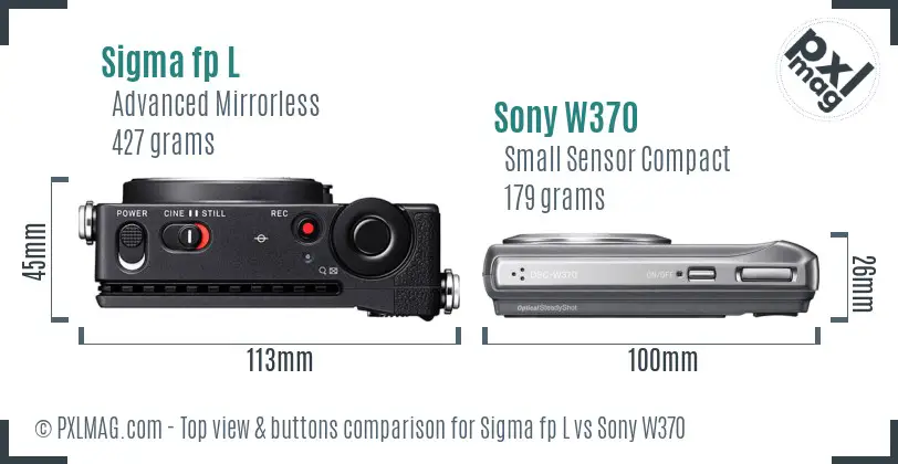 Sigma fp L vs Sony W370 top view buttons comparison