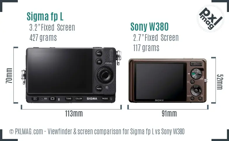 Sigma fp L vs Sony W380 Screen and Viewfinder comparison