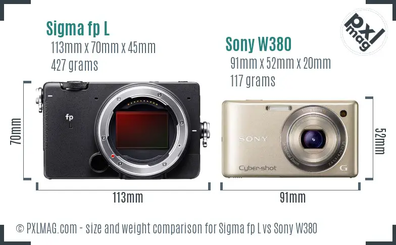Sigma fp L vs Sony W380 size comparison