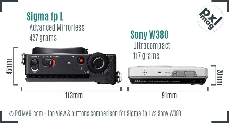 Sigma fp L vs Sony W380 top view buttons comparison