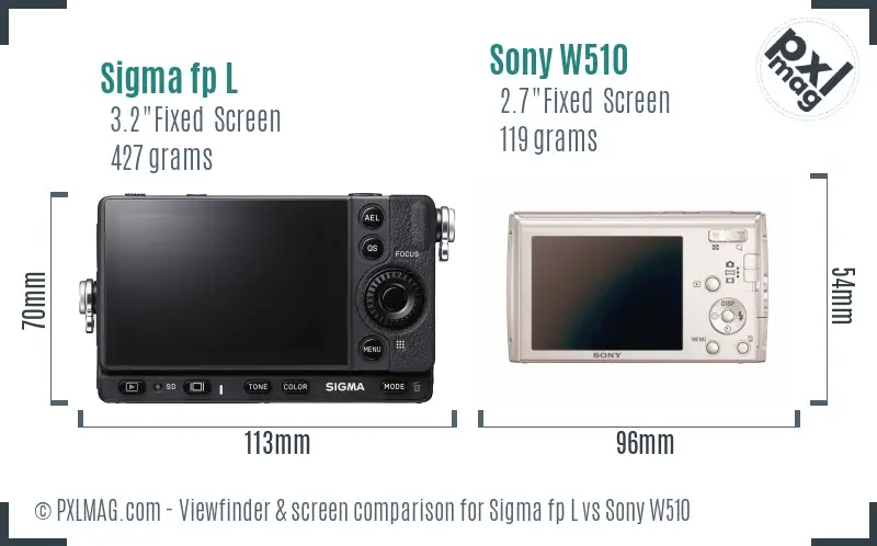 Sigma fp L vs Sony W510 Screen and Viewfinder comparison