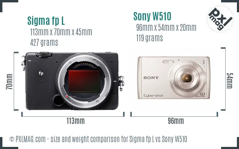 Sigma fp L vs Sony W510 size comparison