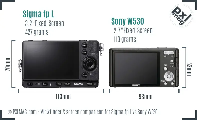 Sigma fp L vs Sony W530 Screen and Viewfinder comparison