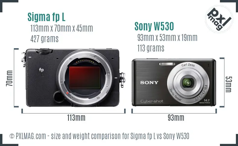 Sigma fp L vs Sony W530 size comparison