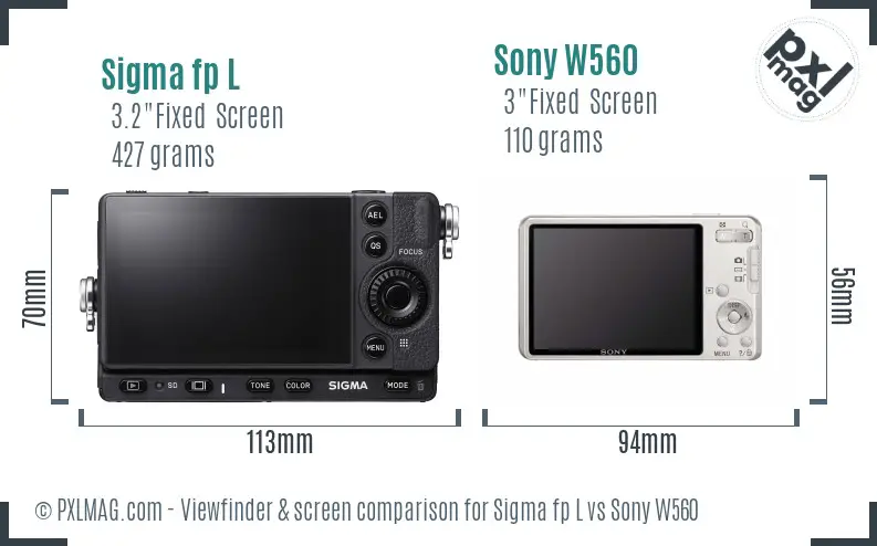 Sigma fp L vs Sony W560 Screen and Viewfinder comparison Sigma fp L vs Sony W560 Screen and Viewfinder comparison