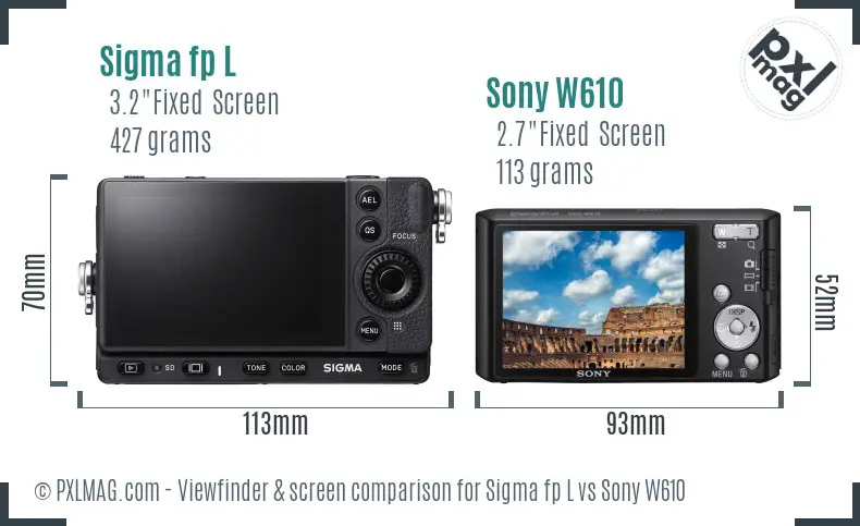 Sigma fp L vs Sony W610 Screen and Viewfinder comparison