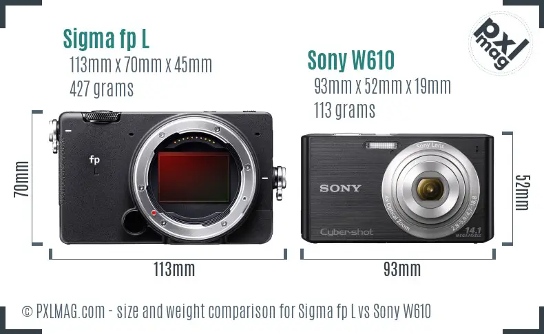 Sigma fp L vs Sony W610 size comparison