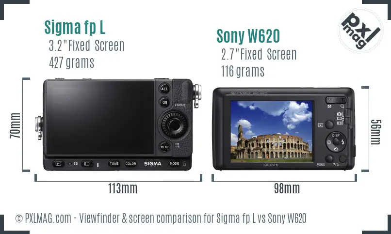 Sigma fp L vs Sony W620 Screen and Viewfinder comparison