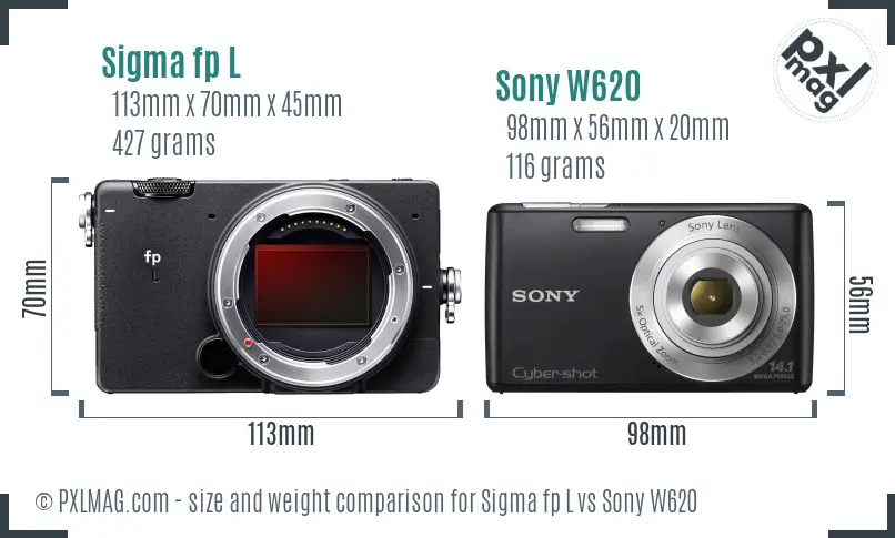 Sigma fp L vs Sony W620 size comparison