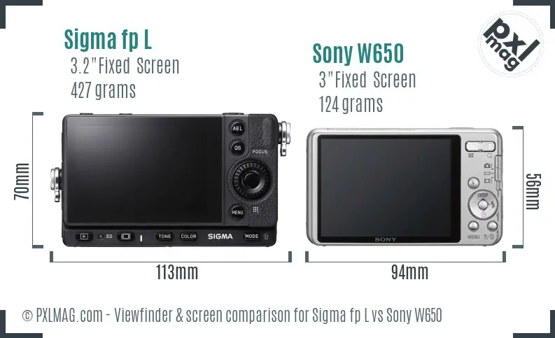 Sigma fp L vs Sony W650 Screen and Viewfinder comparison