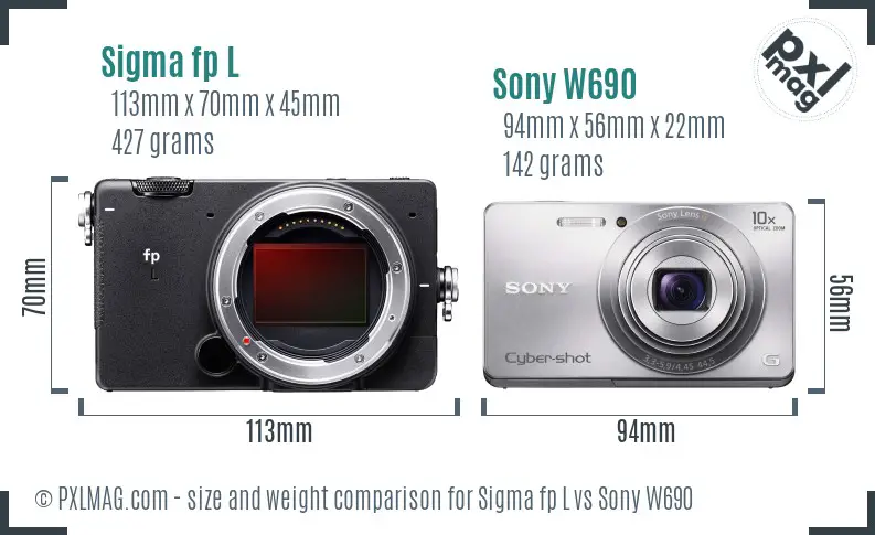 Sigma fp L vs Sony W690 size comparison