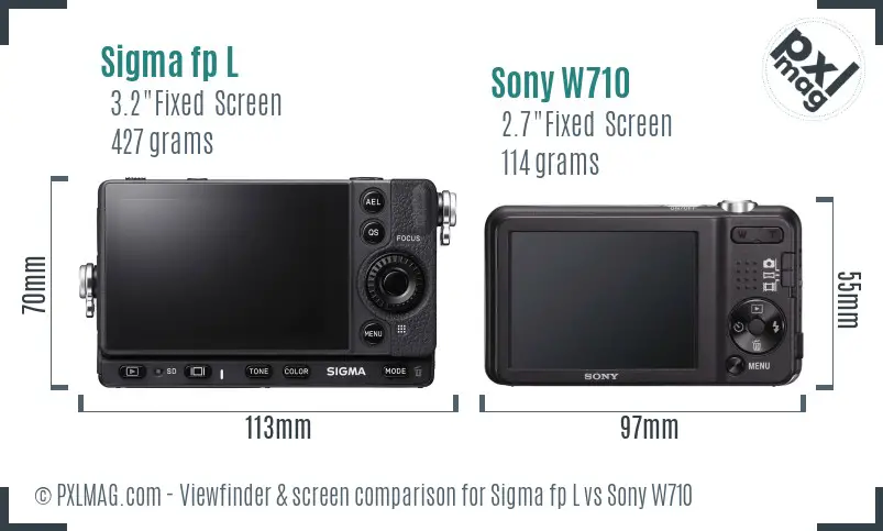 Sigma fp L vs Sony W710 Screen and Viewfinder comparison