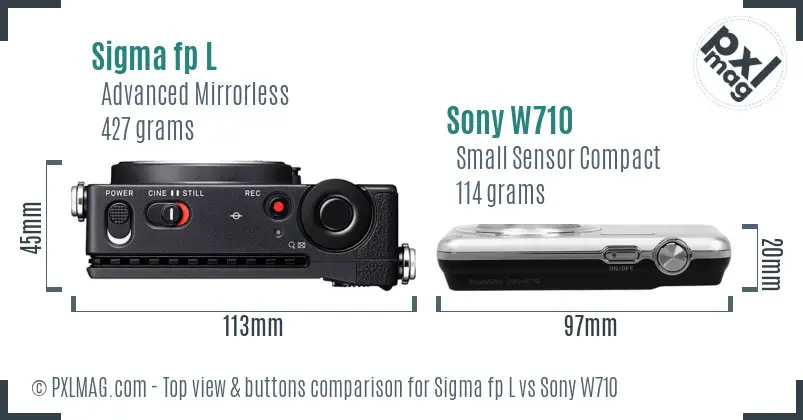 Sigma fp L vs Sony W710 top view buttons comparison