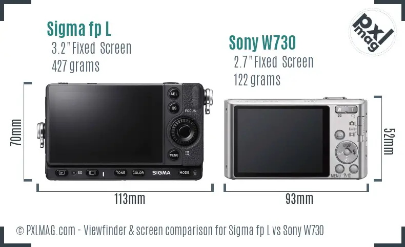 Sigma fp L vs Sony W730 Screen and Viewfinder comparison
