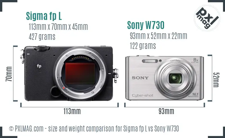 Sigma fp L vs Sony W730 size comparison