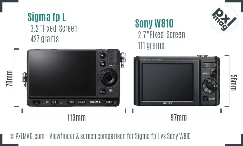Sigma fp L vs Sony W810 Screen and Viewfinder comparison