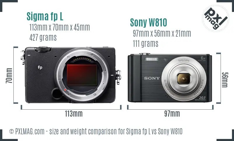 Sigma fp L vs Sony W810 size comparison