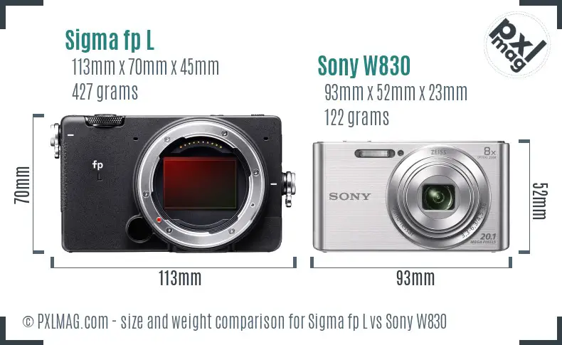 Sigma fp L vs Sony W830 size comparison