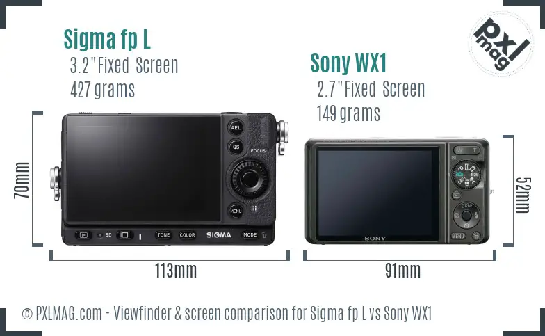 Sigma fp L vs Sony WX1 Screen and Viewfinder comparison