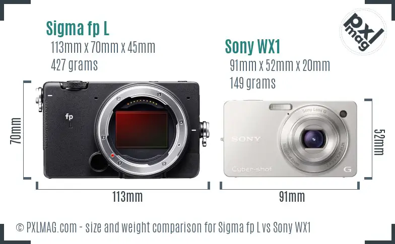 Sigma fp L vs Sony WX1 size comparison