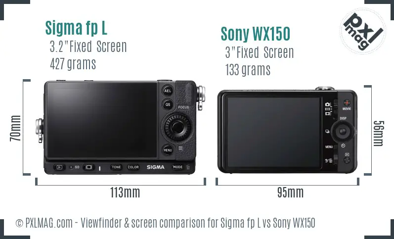 Sigma fp L vs Sony WX150 Screen and Viewfinder comparison