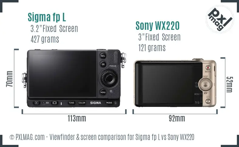 Sigma fp L vs Sony WX220 Screen and Viewfinder comparison