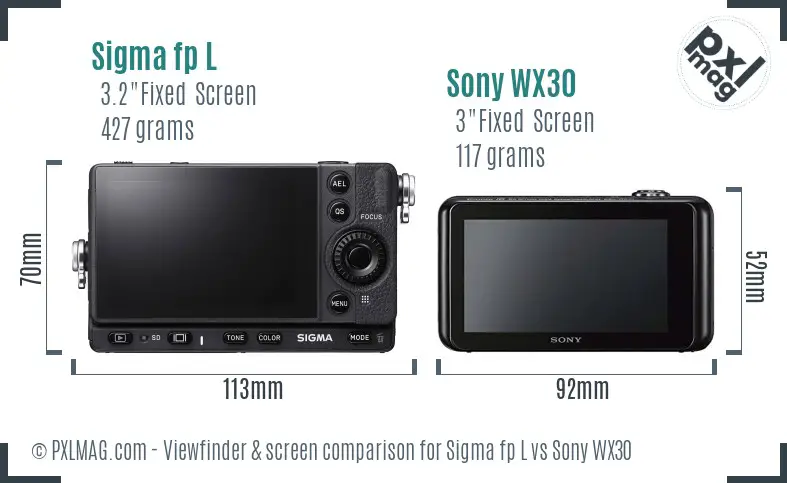 Sigma fp L vs Sony WX30 Screen and Viewfinder comparison Sigma fp L vs Sony WX30 Screen and Viewfinder comparison