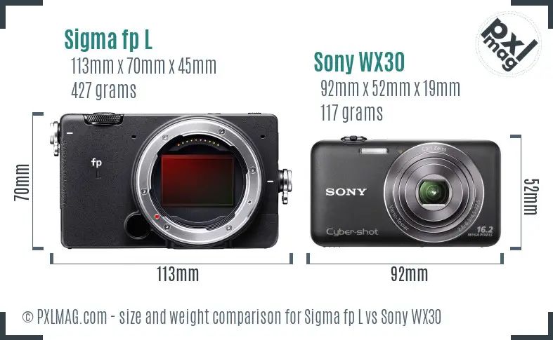 Sigma fp L vs Sony WX30 size comparison Sigma fp L vs Sony WX30 size comparison