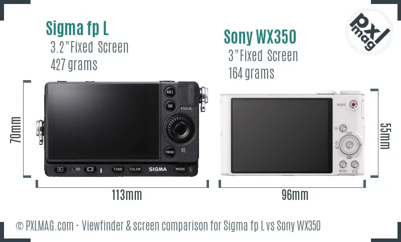 Sigma fp L vs Sony WX350 Screen and Viewfinder comparison